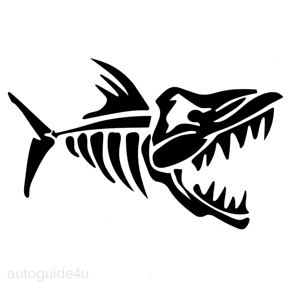 Cool Barracuda Piranha Skeleton Fish Bones Fish Attack Decal Vinyl